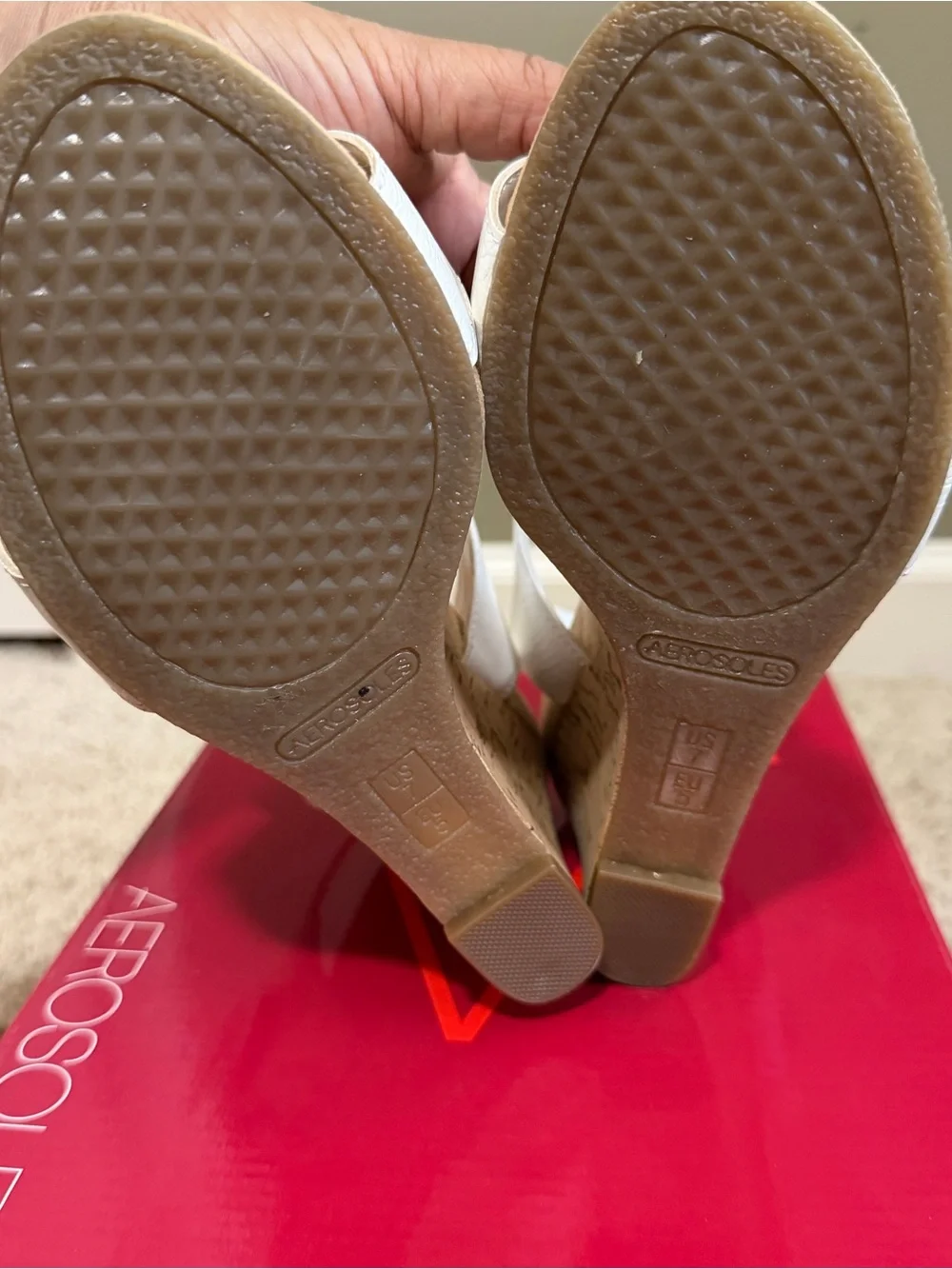 Aerosoles White Wedge Sandals with Buckles - Women